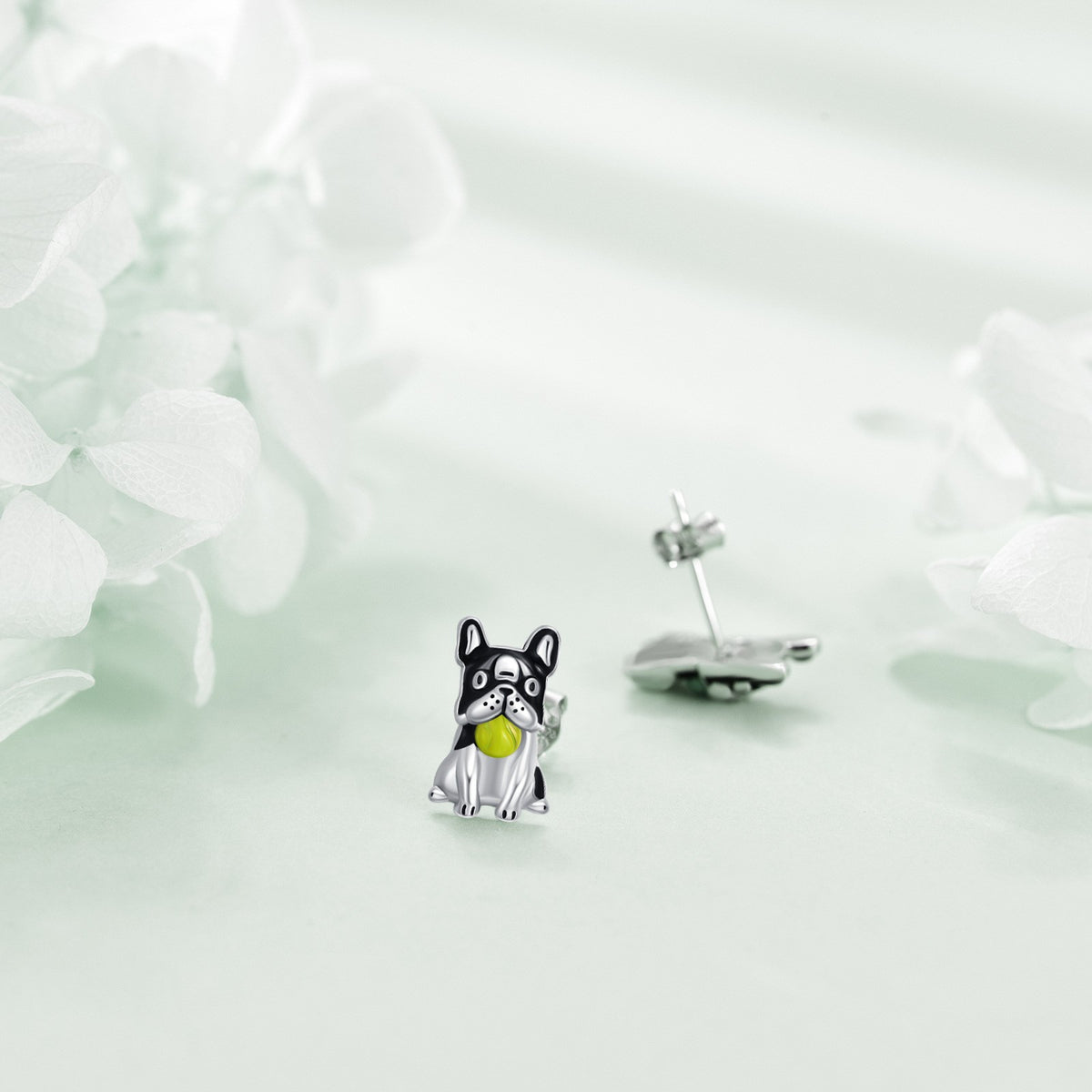 Black Dog Stud Earrings