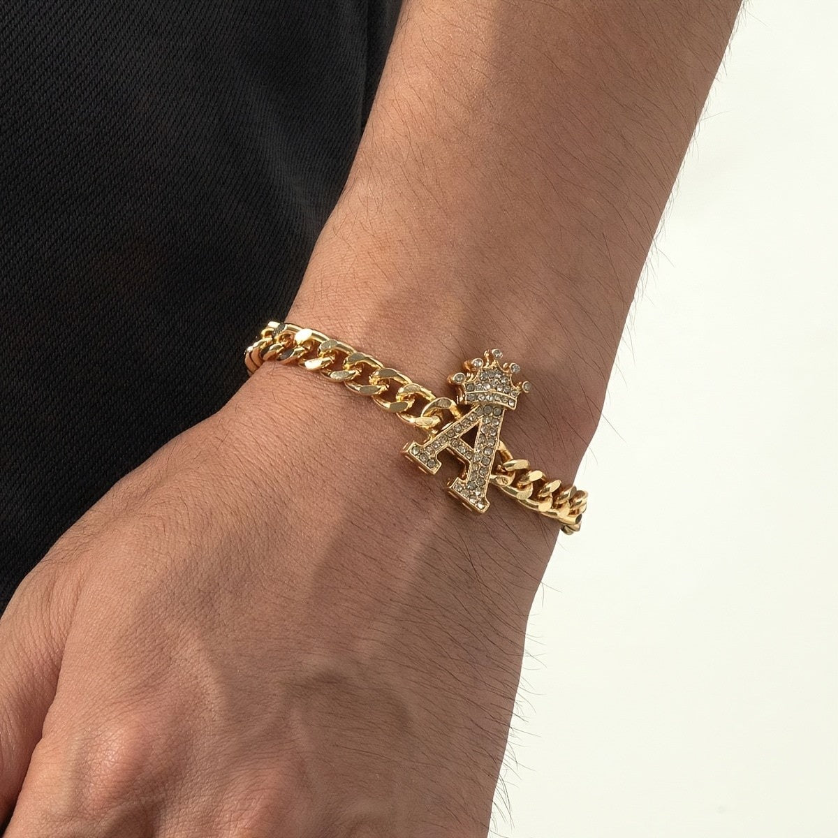 Crown Initial Chain Bracelet