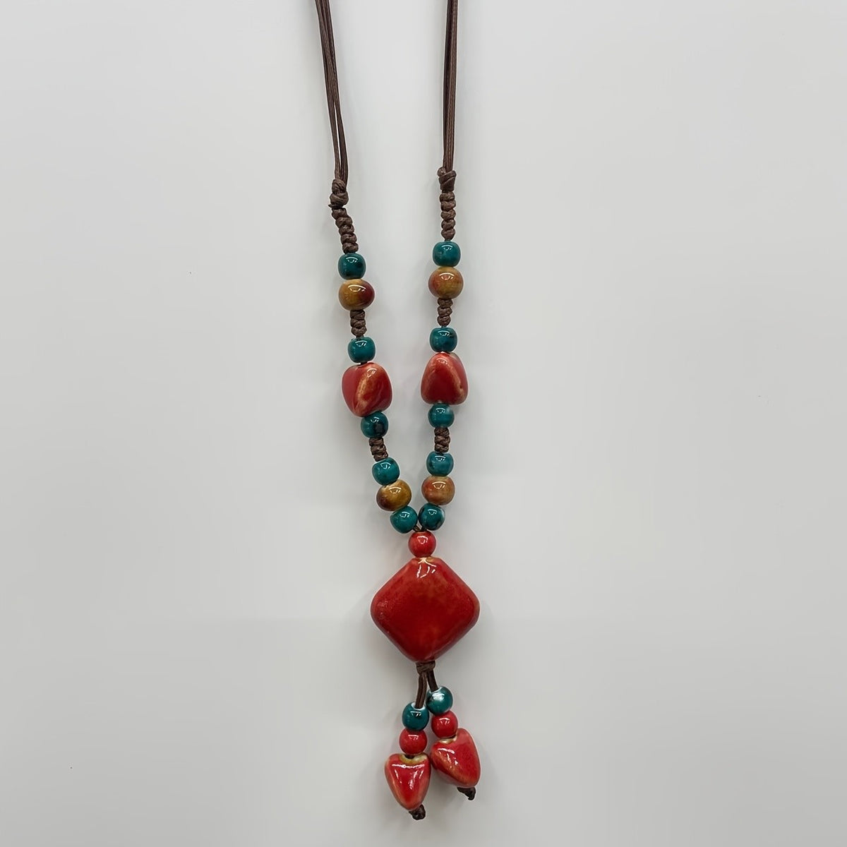 Marbled Ceramic Square Pendant Necklace