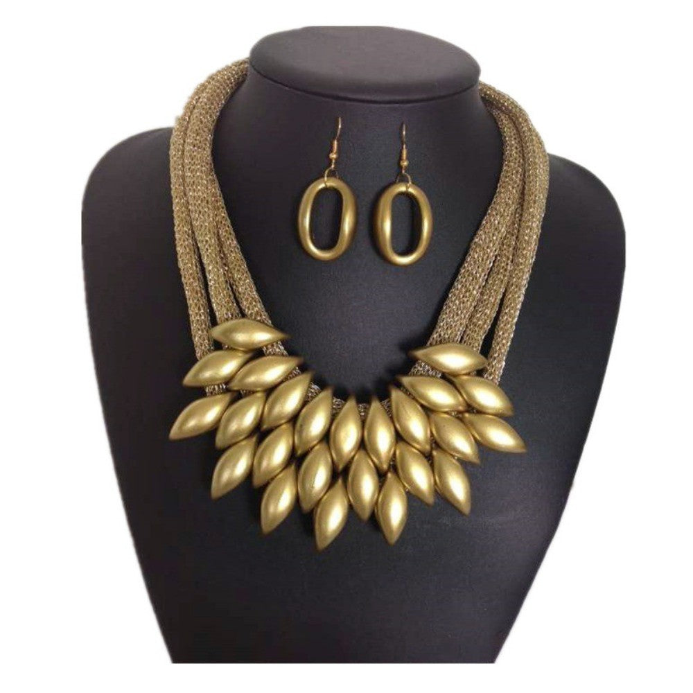Leaf Mesh Necklace & Earring Set
