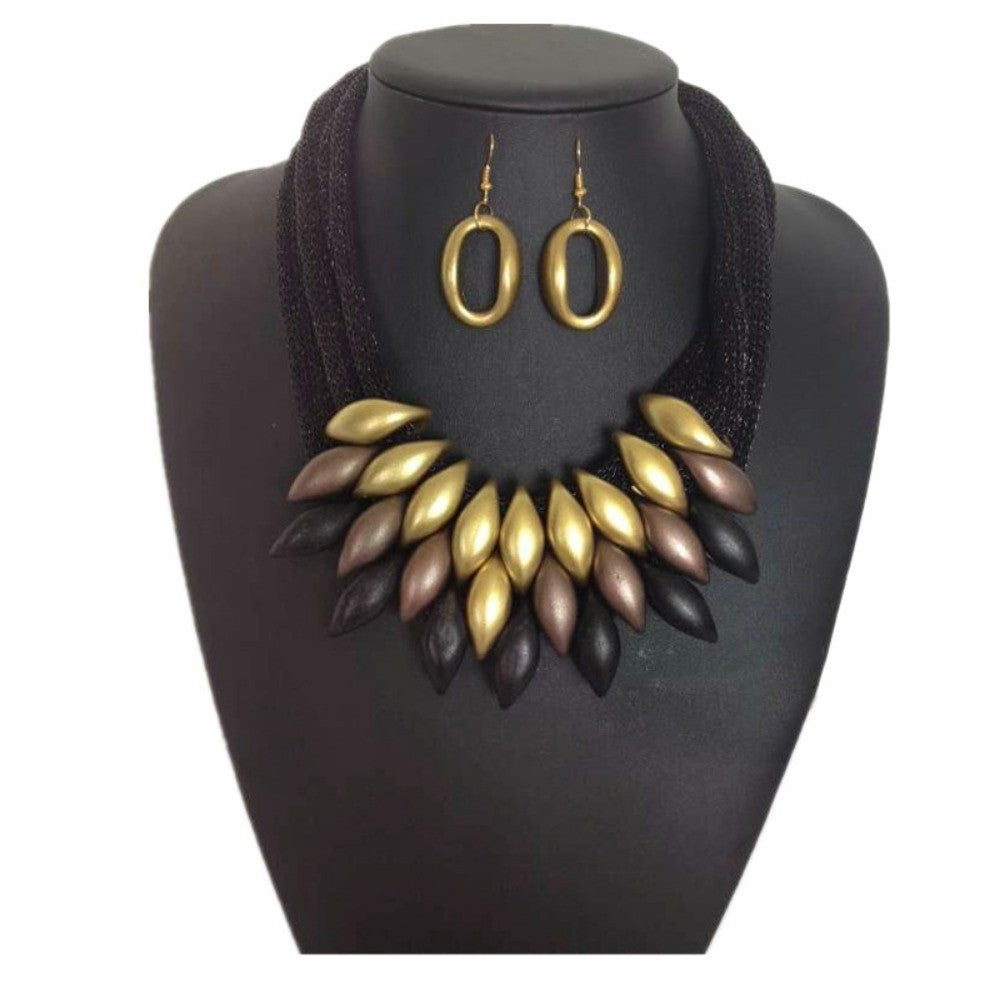 Leaf Mesh Necklace & Earring Set