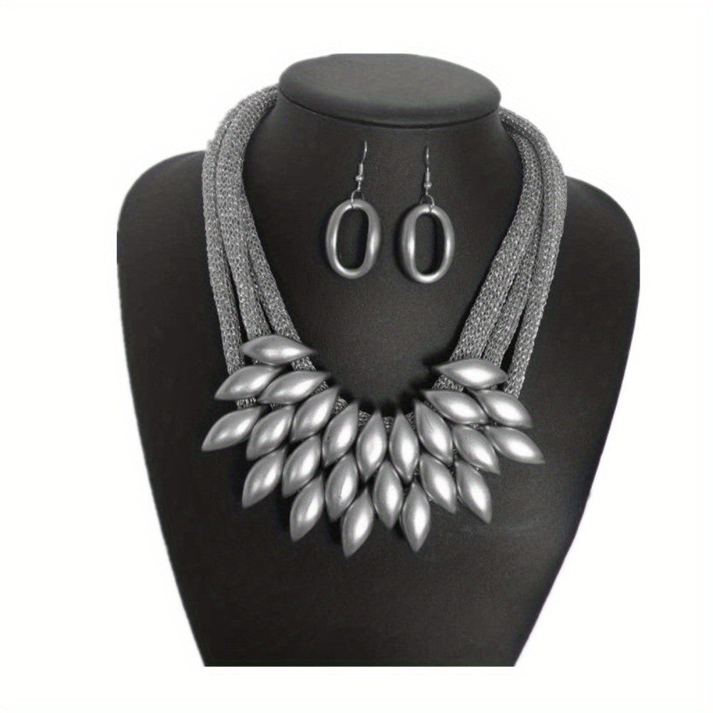 Leaf Mesh Necklace & Earring Set