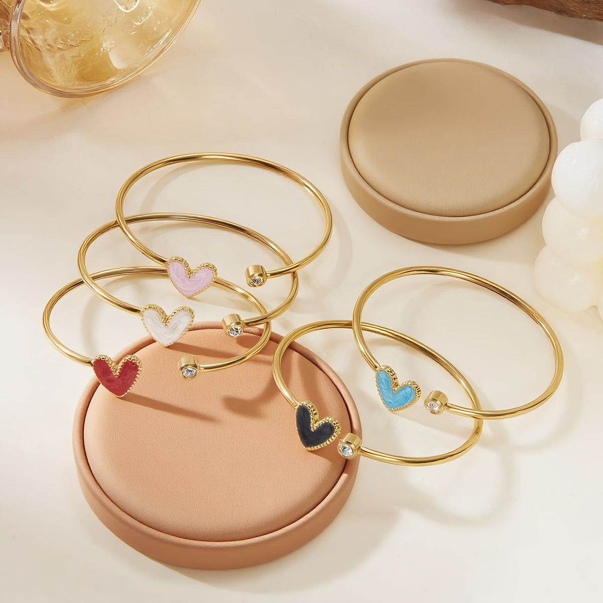 Resin Heart Bangle Bracelet