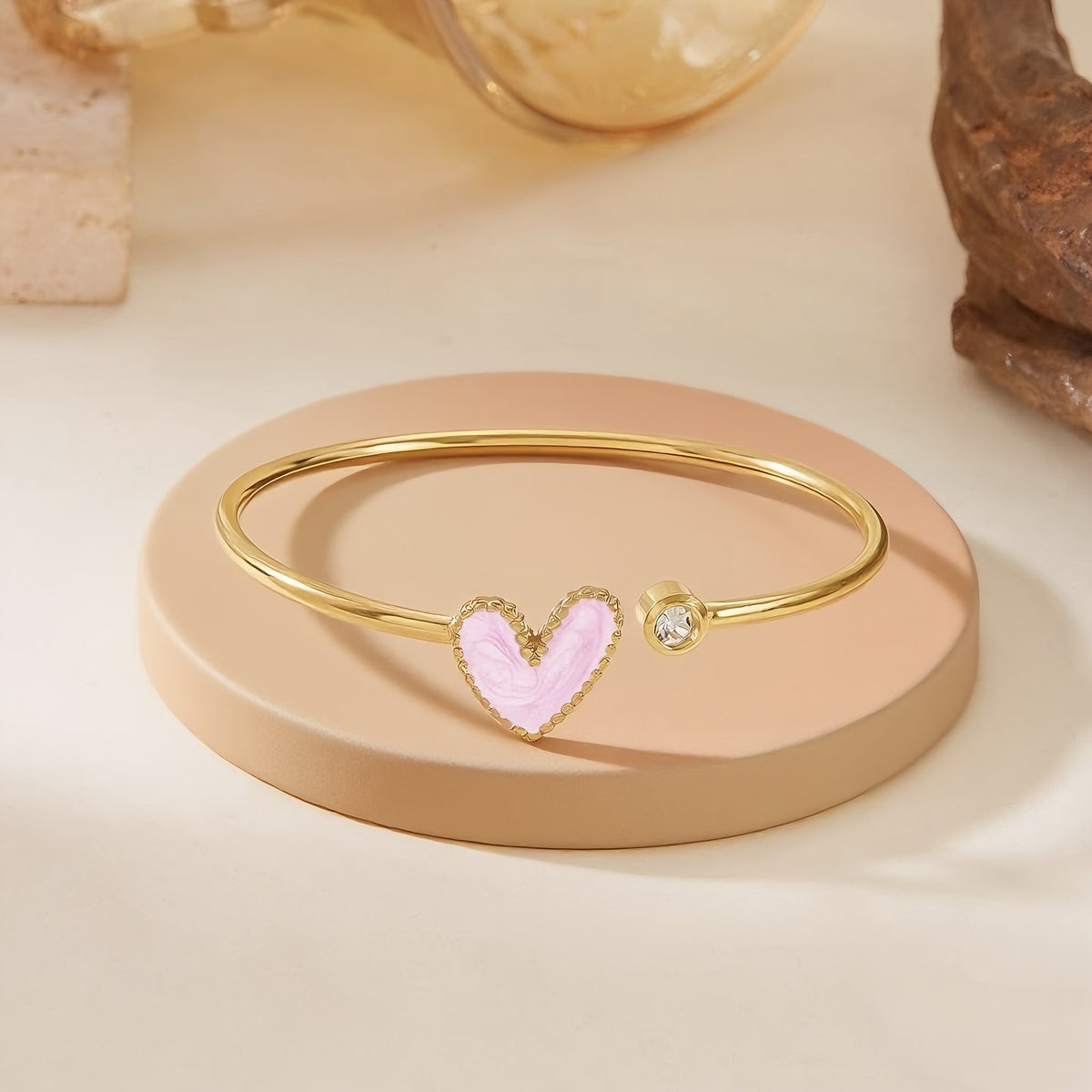 Resin Heart Bangle Bracelet