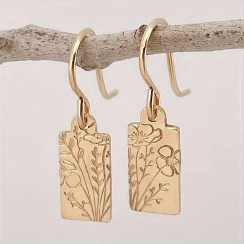 Botanical Rectangle Drop Earrings