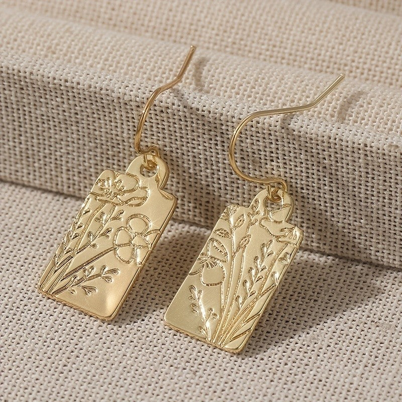 Botanical Rectangle Drop Earrings