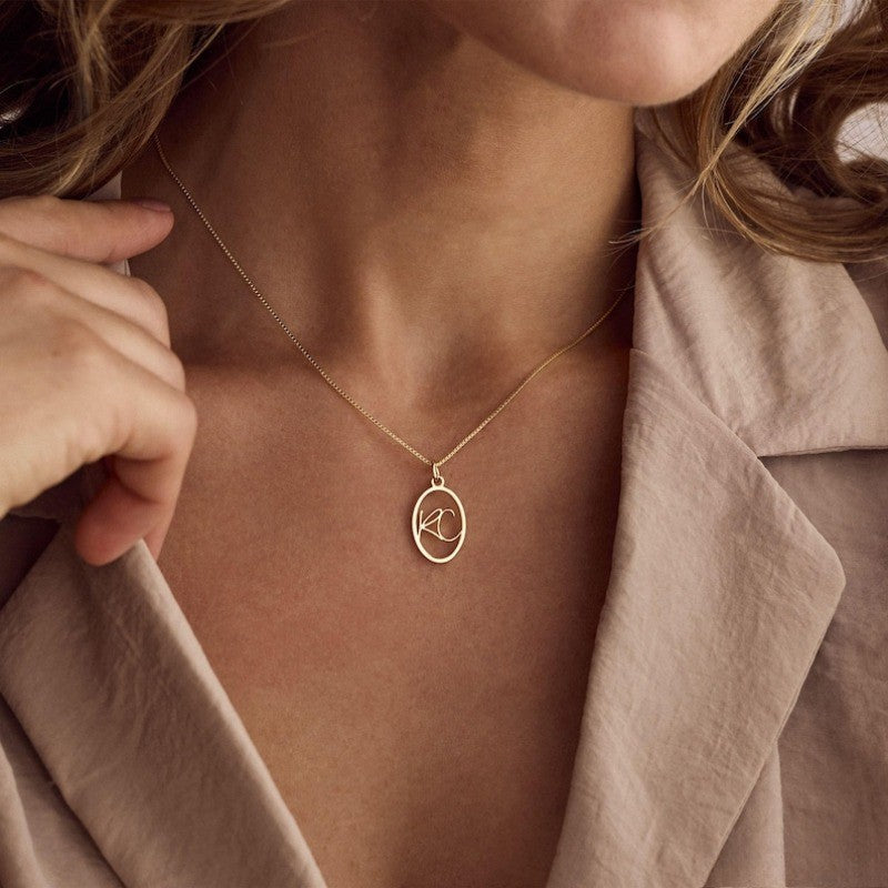 Custom Initial Oval Necklace