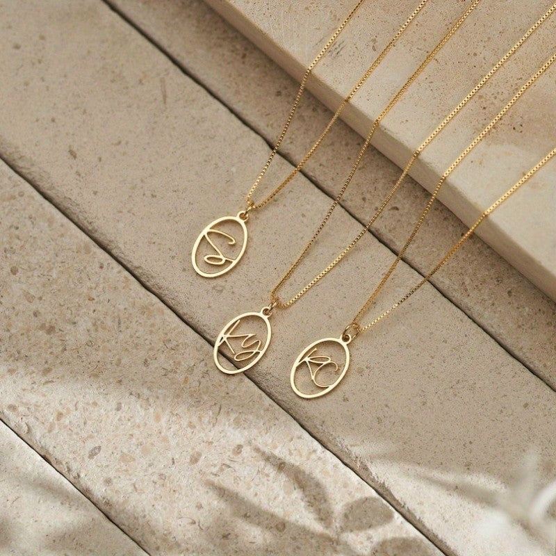 Custom Initial Oval Necklace