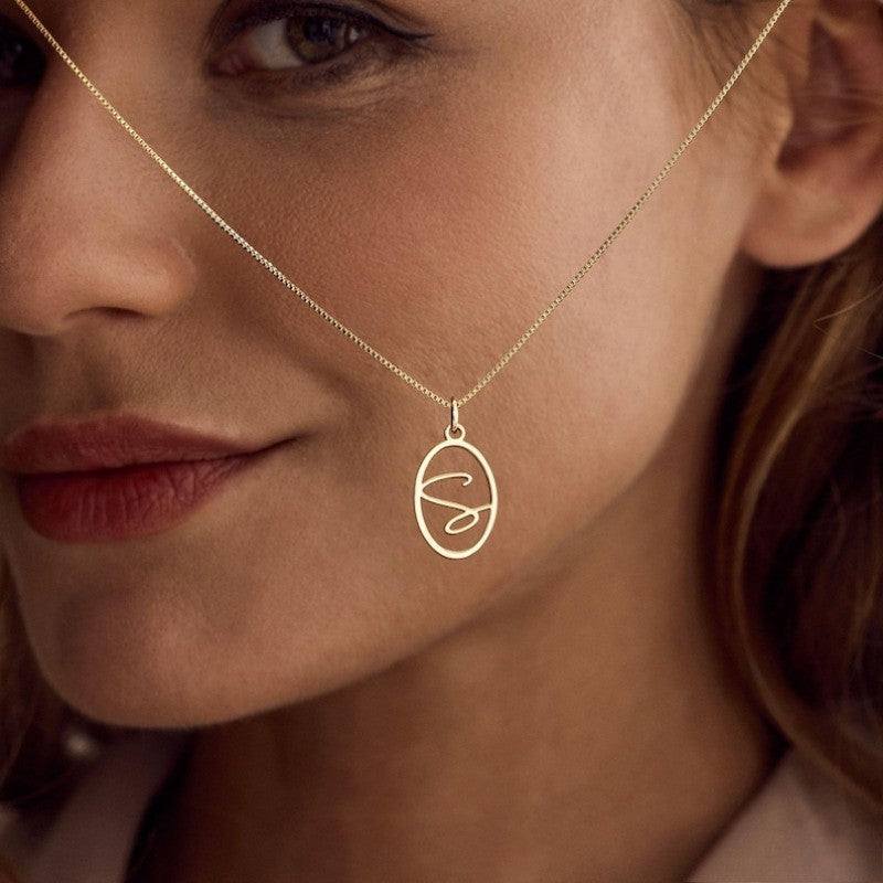 Custom Initial Oval Necklace