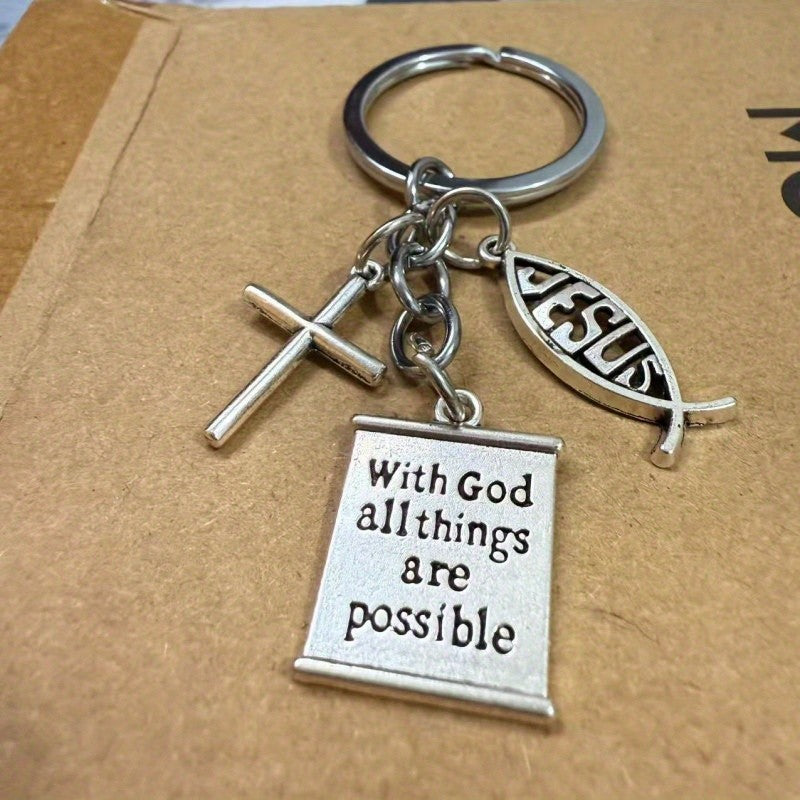 Faith Cross & Ichthys Keychain