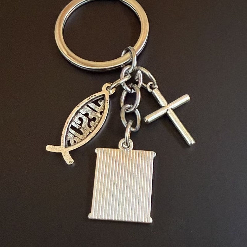 Faith Cross & Ichthys Keychain