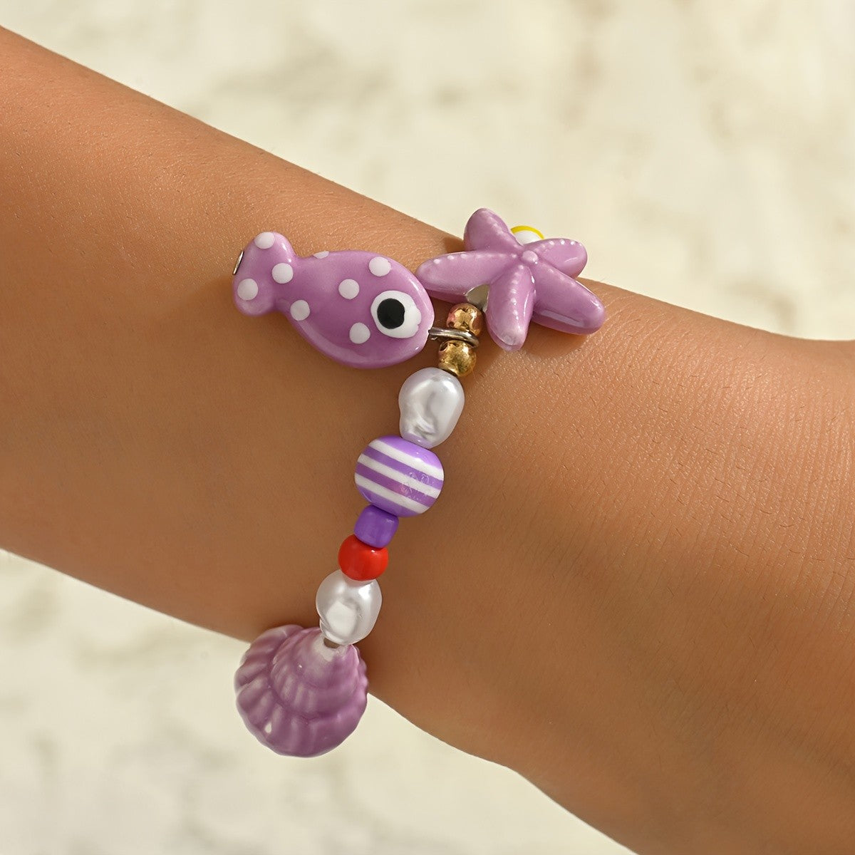 Ocean Fish & Starfish Beaded Bracelet