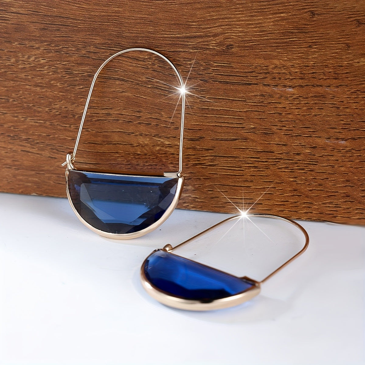 Amber Semi-Circle Drop Earrings