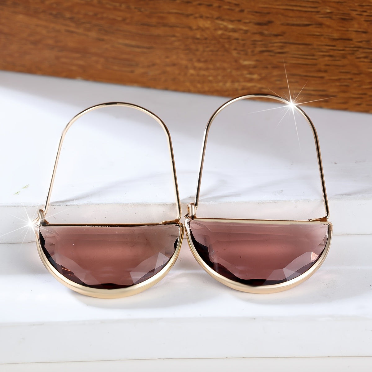 Amber Semi-Circle Drop Earrings