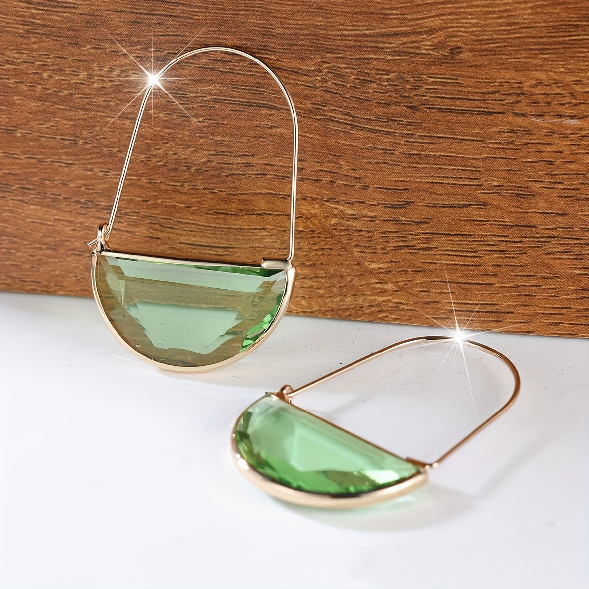 Amber Semi-Circle Drop Earrings