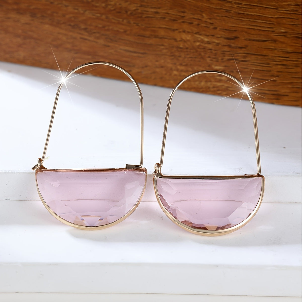 Amber Semi-Circle Drop Earrings