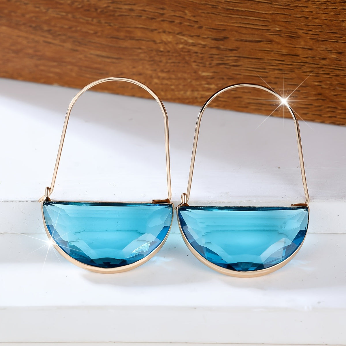 Amber Semi-Circle Drop Earrings