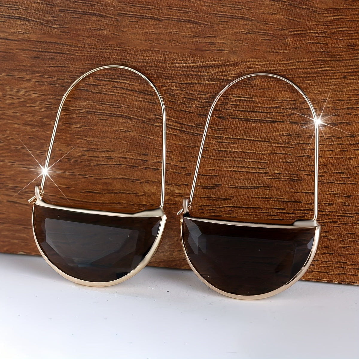Amber Semi-Circle Drop Earrings