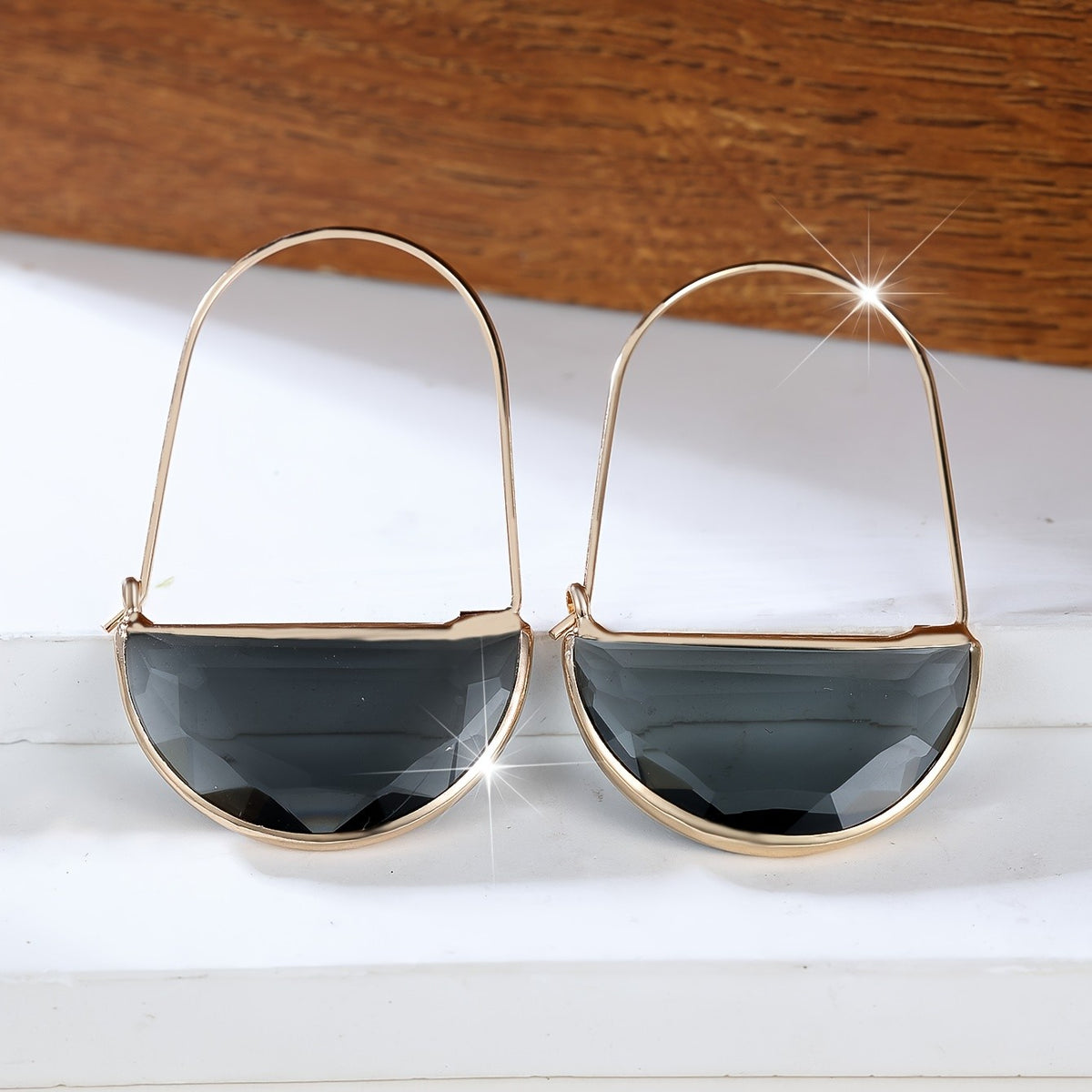 Amber Semi-Circle Drop Earrings