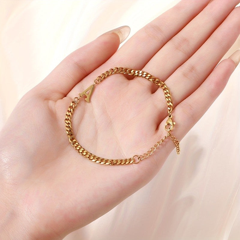 Initial Letter Curb Chain Bracelet