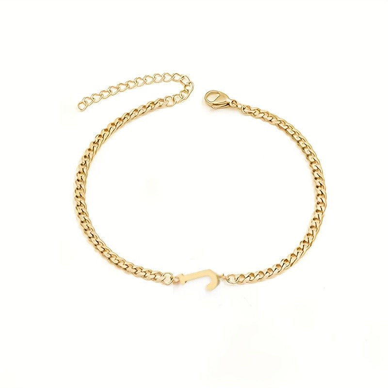 Initial Letter Curb Chain Bracelet