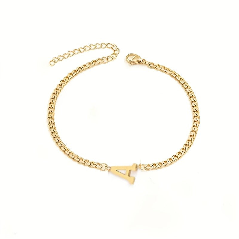 Initial Letter Curb Chain Bracelet