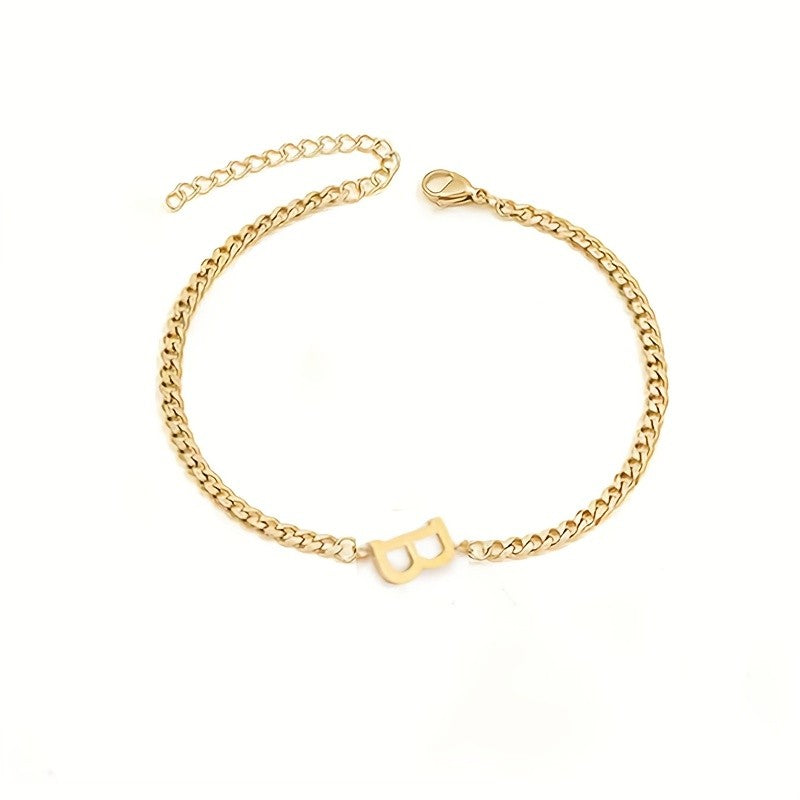 Initial Letter Curb Chain Bracelet