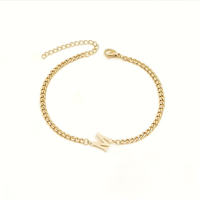 Initial Letter Curb Chain Bracelet