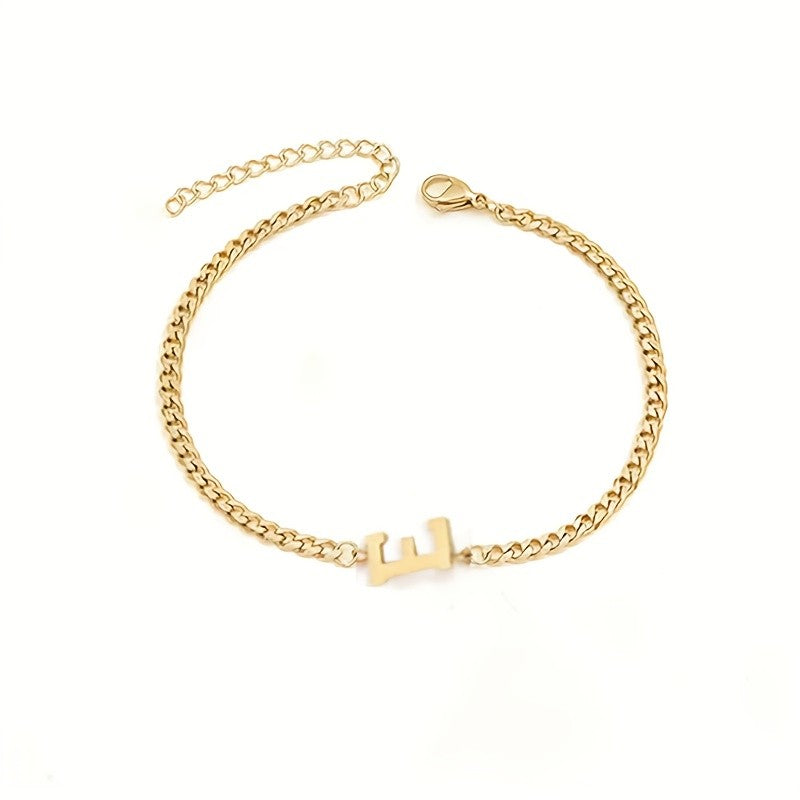 Initial Letter Curb Chain Bracelet