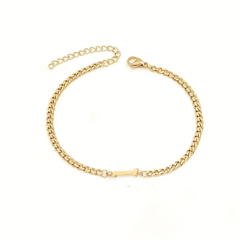 Initial Letter Curb Chain Bracelet