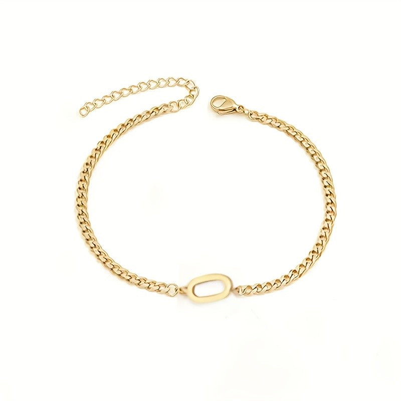 Initial Letter Curb Chain Bracelet