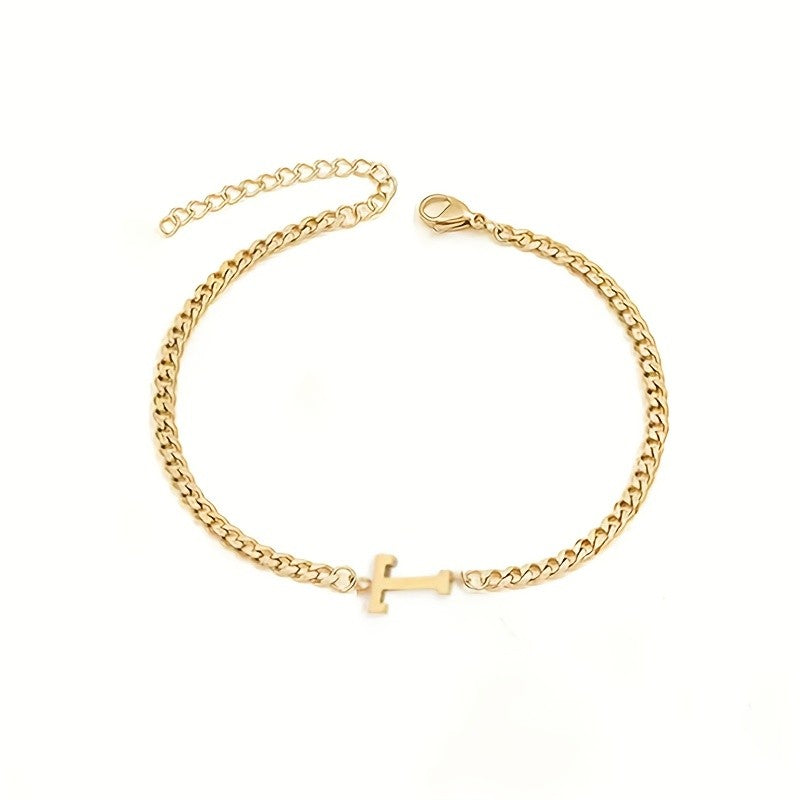 Initial Letter Curb Chain Bracelet