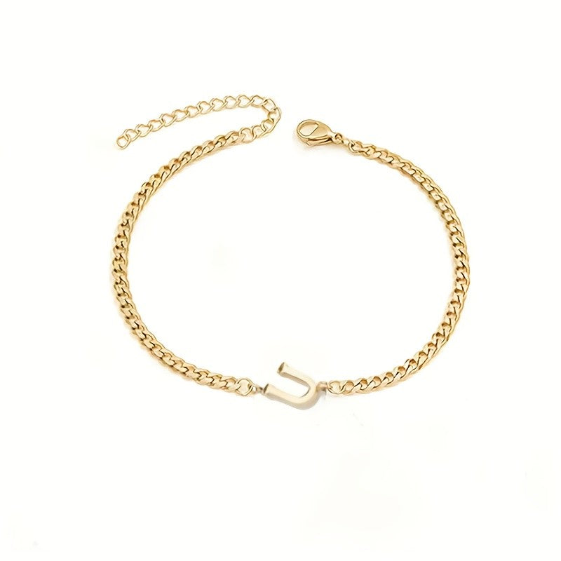 Initial Letter Curb Chain Bracelet