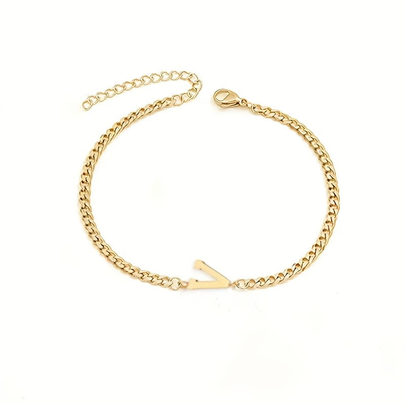 Initial Letter Curb Chain Bracelet