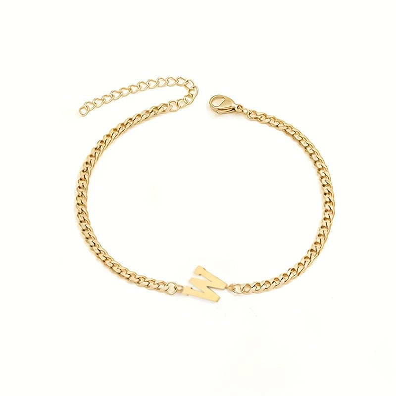 Initial Letter Curb Chain Bracelet