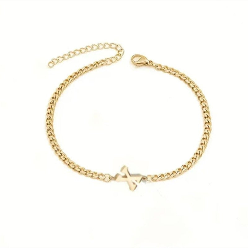 Initial Letter Curb Chain Bracelet