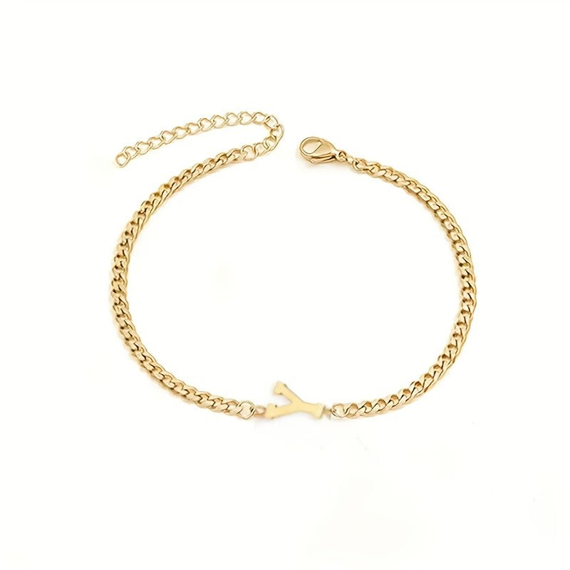 Initial Letter Curb Chain Bracelet