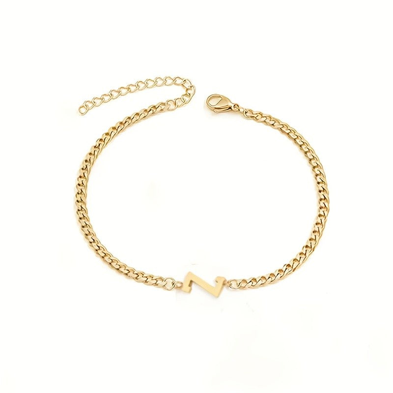 Initial Letter Curb Chain Bracelet
