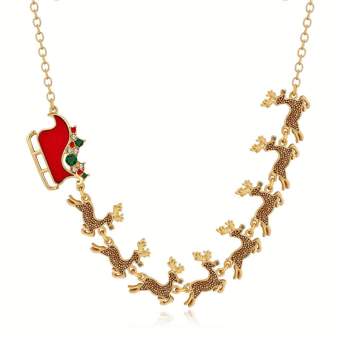 Holiday Sleigh & Reindeer Necklace