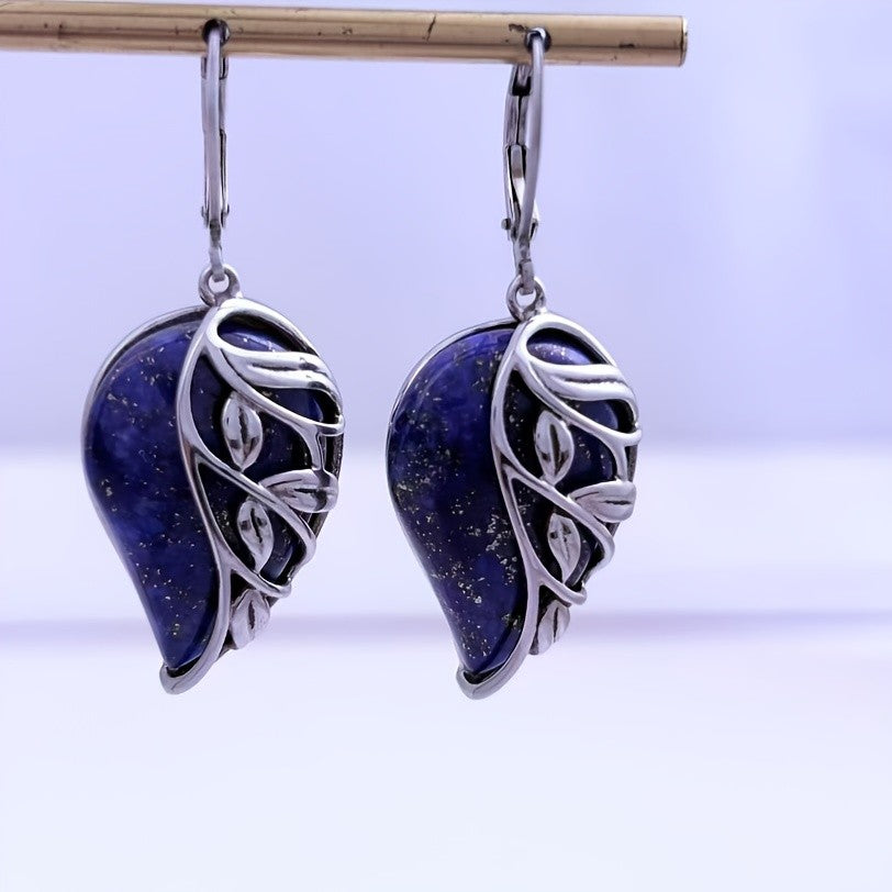 Lapis Lazuli Vine Leaf Drop Earrings