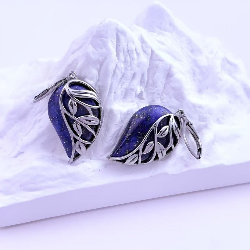 Lapis Lazuli Vine Leaf Drop Earrings