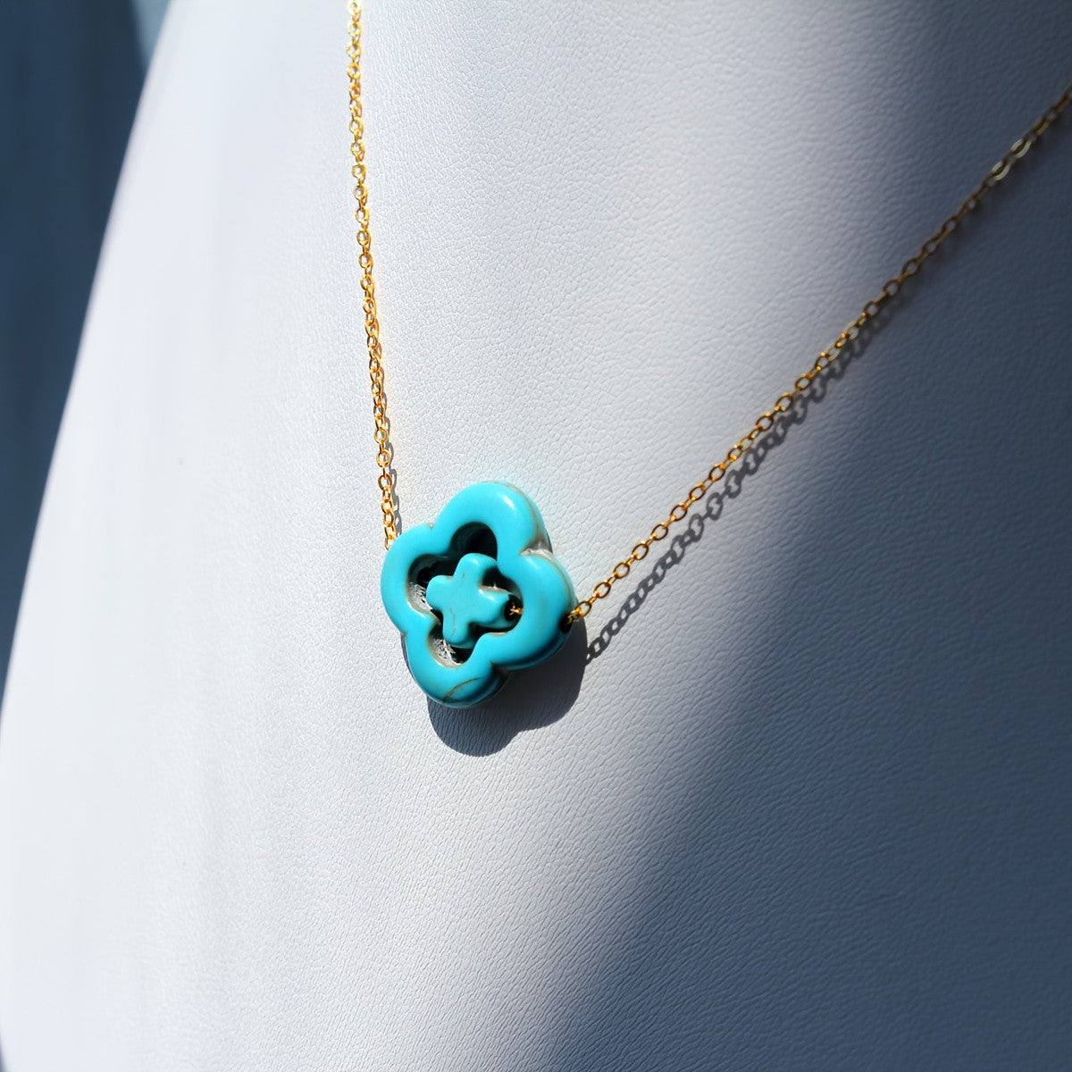 Turquoise Cross Clover Necklace