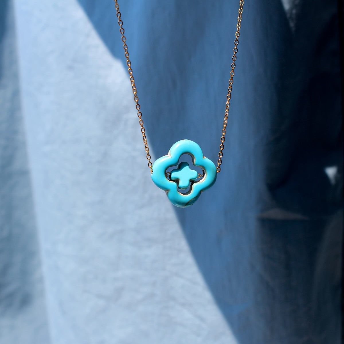 Turquoise Cross Clover Necklace