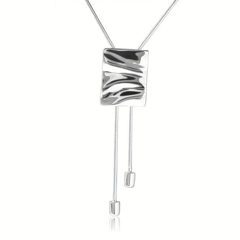 Wavy Square Pendant Necklace