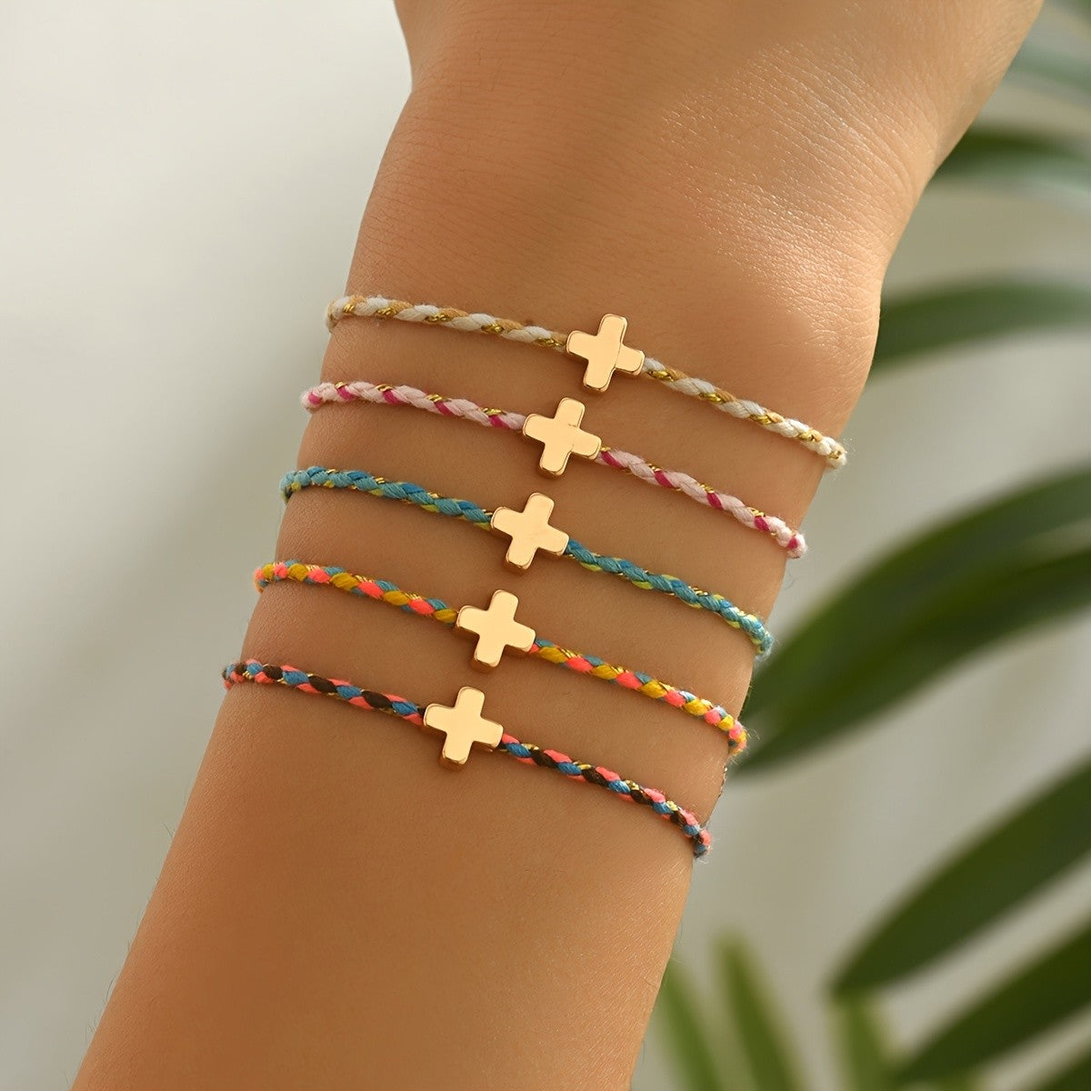 Colorful Braided Cross Bracelet Set