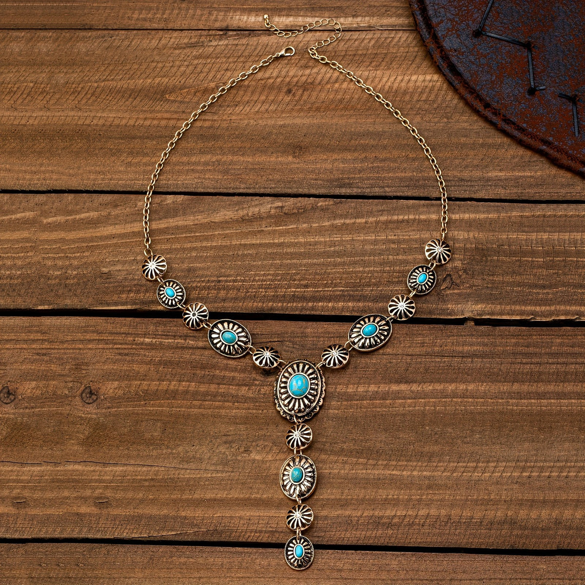 Turquoise Sunburst Statement Necklace