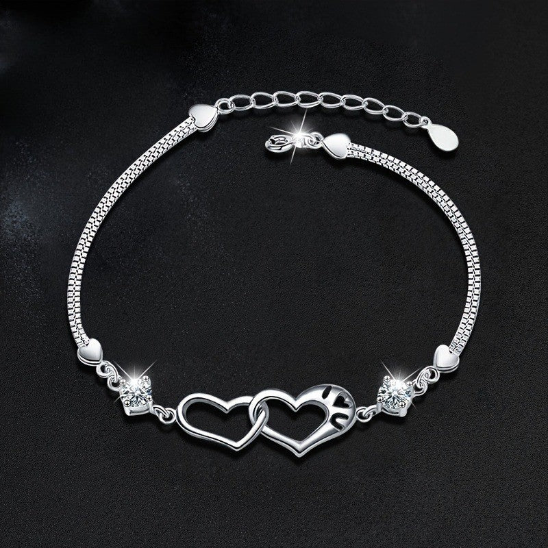 Interlocking Heart Crystal Bracelet