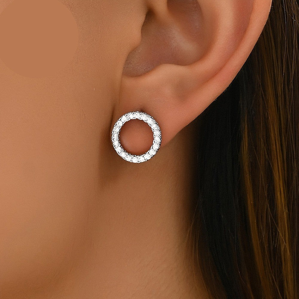 Crystal Pave Hoop Stud Earrings