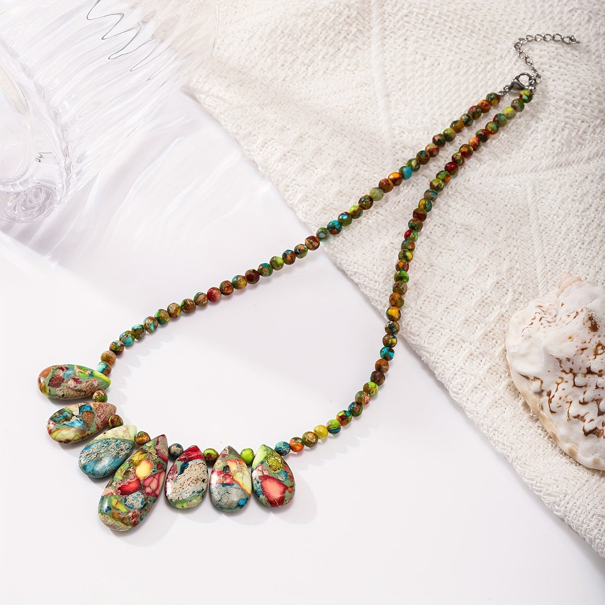 Colorful Mosaic Pebble Necklace