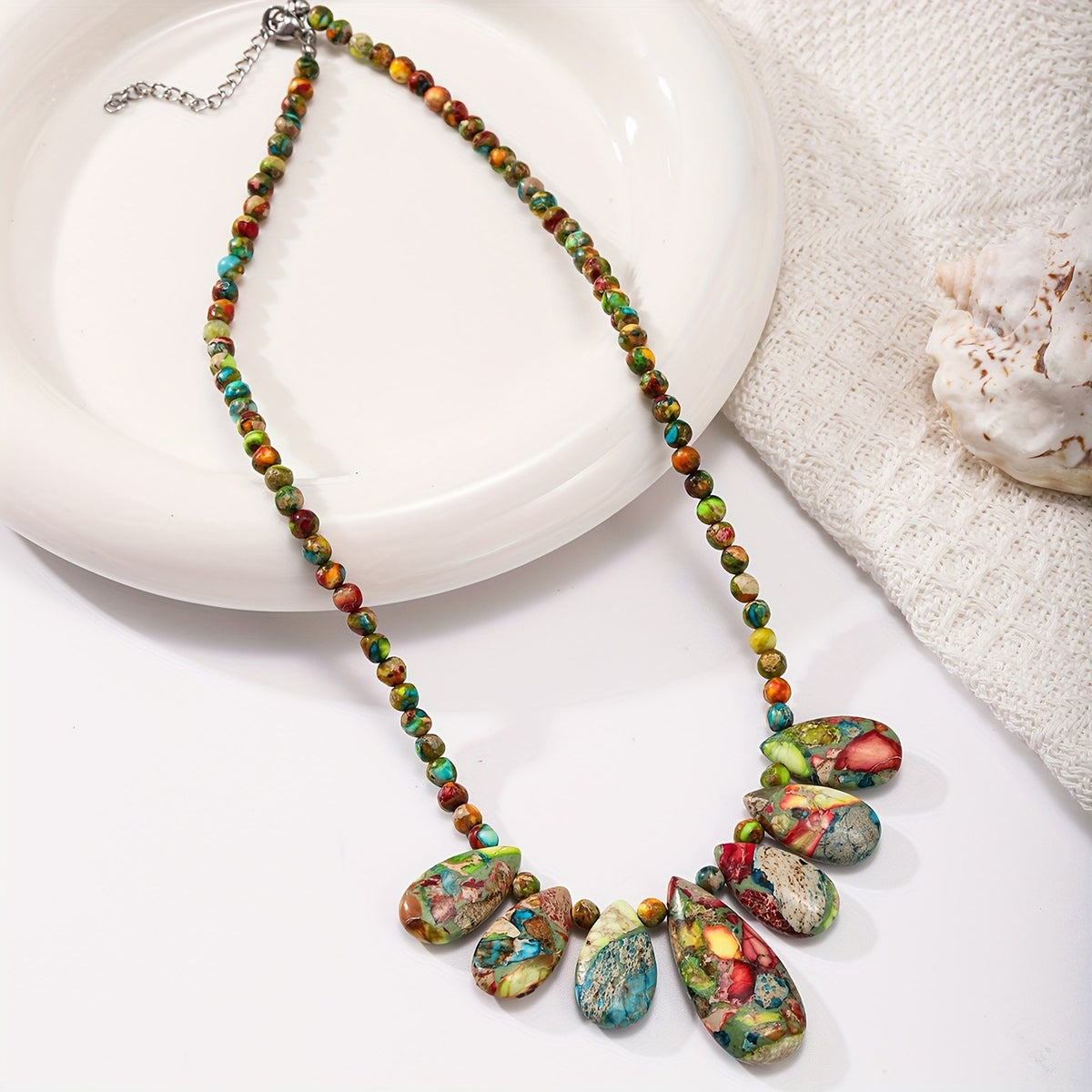 Colorful Mosaic Pebble Necklace